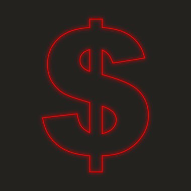 Siyah bir arka plan üzerinde - dolar işareti izole bir Neon simgesi