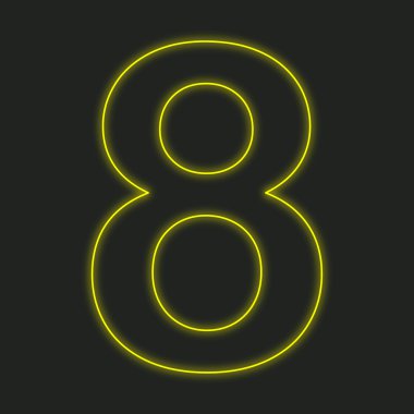 Siyah bir arka plan üzerinde - 8 izole bir Neon simgesi