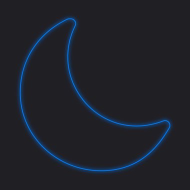 Siyah bir arka plan üzerinde - Moon izole bir Neon simgesi