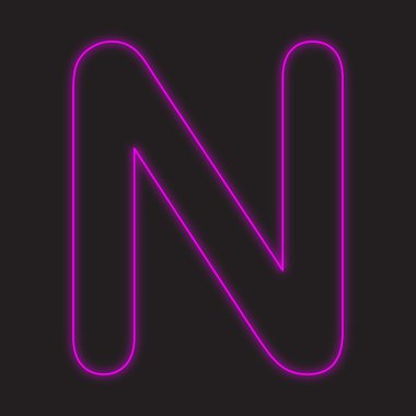 Siyah bir arka plan üzerinde - N izole bir Neon simgesi
