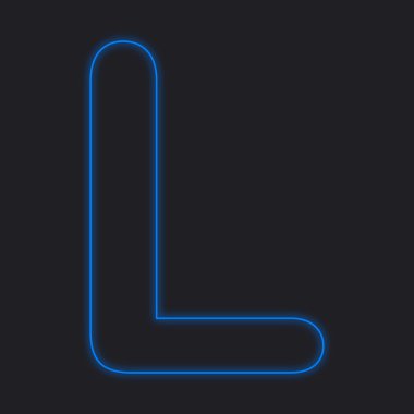 Siyah bir arka plan üzerinde - L izole bir Neon simgesi