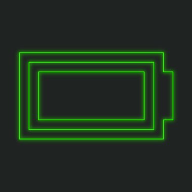 Siyah bir arka plan üzerinde - pil izole bir Neon simgesi