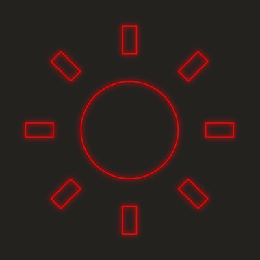 Siyah bir arka plan üzerinde - güneş izole bir Neon simgesi