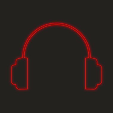 Siyah bir arka plan üzerinde - kulaklık izole bir Neon simgesi