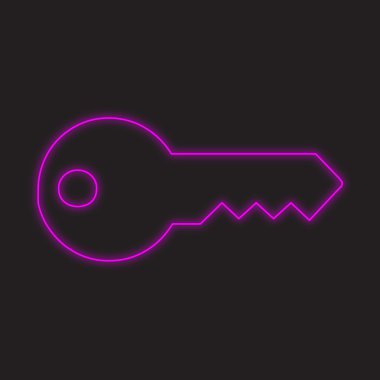 Siyah bir arka plan üzerinde - anahtar izole bir Neon simgesi
