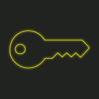Siyah bir arka plan üzerinde - anahtar izole bir Neon simgesi