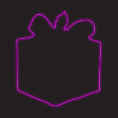 Siyah bir arka plan üzerinde - hediye izole bir Neon simgesi