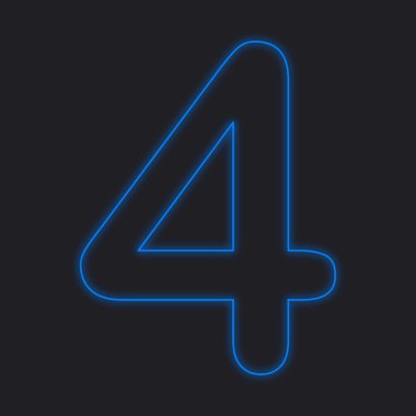 Siyah bir arka plan üzerinde - 4 izole bir Neon simgesi