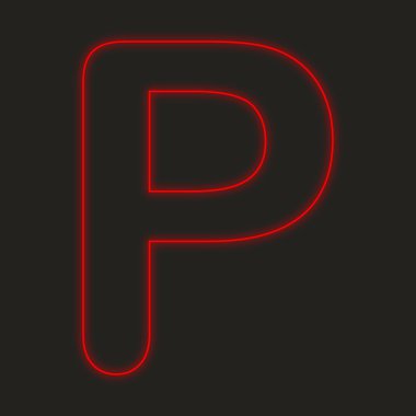 Siyah bir arka plan üzerinde - P izole bir Neon simgesi