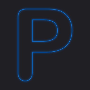 Siyah bir arka plan üzerinde - P izole bir Neon simgesi