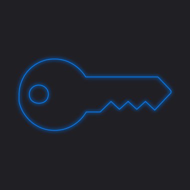 Siyah bir arka plan üzerinde - anahtar izole bir Neon simgesi