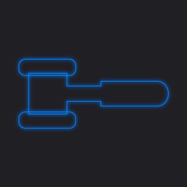 Siyah bir arka plan üzerinde - çekiç izole bir Neon simgesi