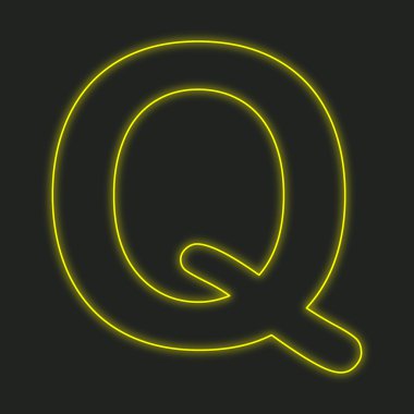 Siyah bir arka plan üzerinde - Q izole bir Neon simgesi