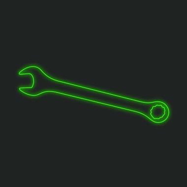 Siyah bir arka plan üzerinde - somun anahtarı izole bir Neon simgesi