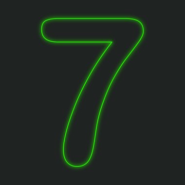 Siyah bir arka plan üzerinde - 7 izole bir Neon simgesi