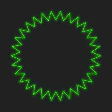 Siyah bir arka plan üzerinde - Spikey daire izole bir Neon simgesi