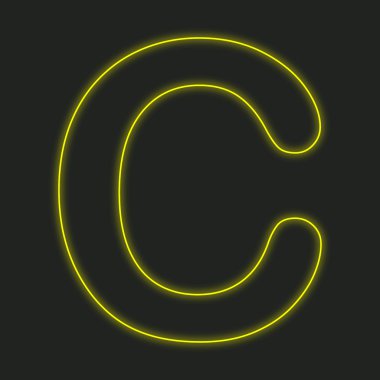 Siyah bir arka plan üzerinde - C izole bir Neon simgesi