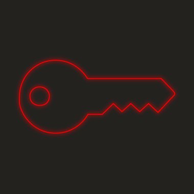 Siyah bir arka plan üzerinde - anahtar izole bir Neon simgesi