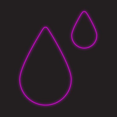 Siyah bir arka plan üzerinde - yağmur damlaları izole bir Neon simgesi