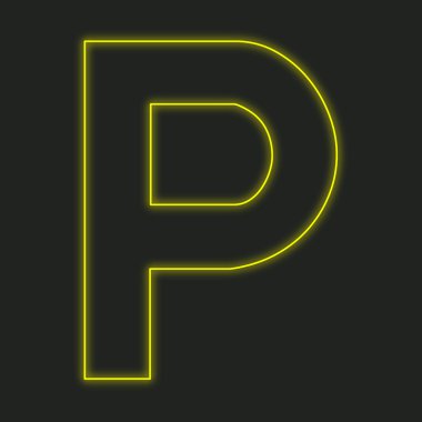 Siyah bir arka plan üzerinde - izole bir Neon simgesi otopark