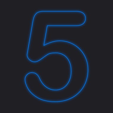 Siyah bir arka plan üzerinde - 5 izole bir Neon simgesi