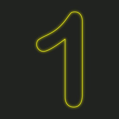 Siyah bir arka plan üzerine - 1 izole bir Neon simgesi