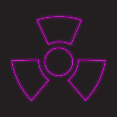 Siyah bir arka plan - radyo aktif yuvarlak izole bir Neon simgesi