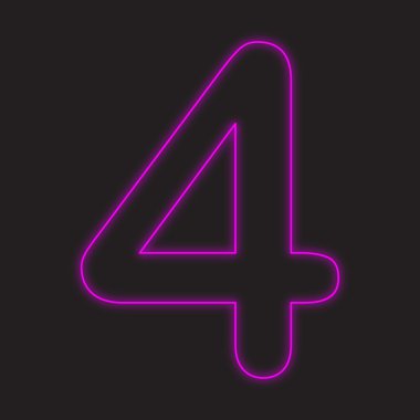 Siyah bir arka plan üzerinde - 4 izole bir Neon simgesi