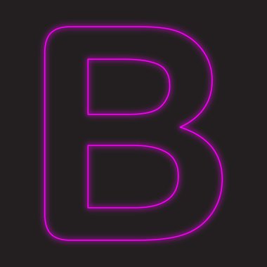 Siyah bir arka plan üzerinde - B izole neon simgesi