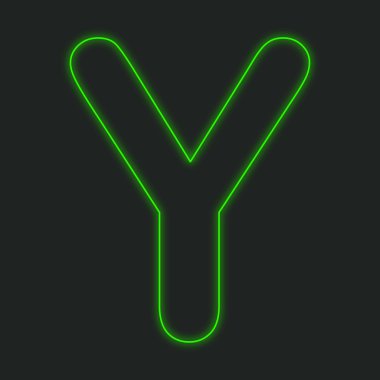 Siyah bir arka plan üzerinde - Y izole neon simgesi