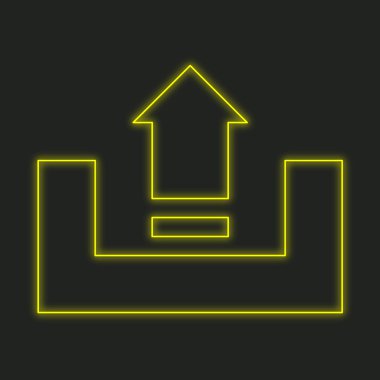 Siyah bir arka plan üzerinde - Upload izole neon simgesi
