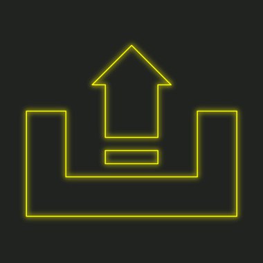 Siyah bir arka plan üzerinde - Upload izole neon simgesi