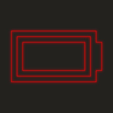 Siyah bir arka plan üzerinde - pil izole neon simgesi