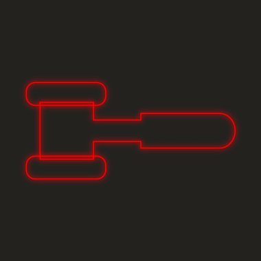 Siyah bir arka plan üzerinde - çekiç izole neon simgesi