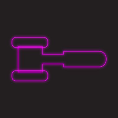 Siyah bir arka plan üzerinde - çekiç izole neon simgesi