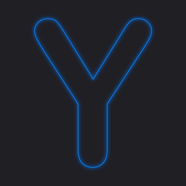 Siyah bir arka plan üzerinde - Y izole neon simgesi