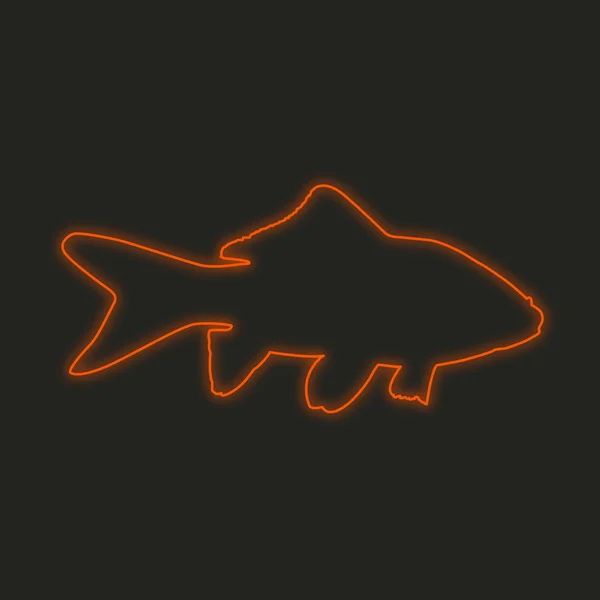 Ikon Neon Terisolasi Latar Belakang Hitam Ikan Emas — Stok Foto