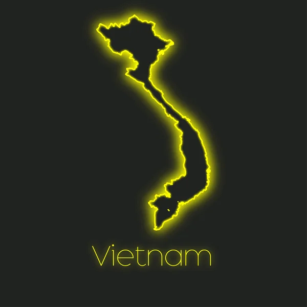 Ein Neonfarbener Umriss Von Vietnam — Stockfoto
