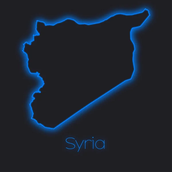 Ein Neon Umriss Von Syrien — Stockfoto