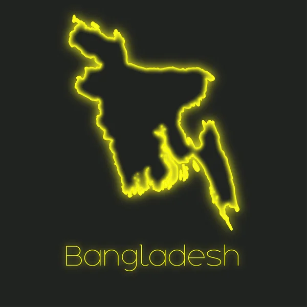 Ein Neonfarbener Umriss Von Bangladesh — Stockfoto