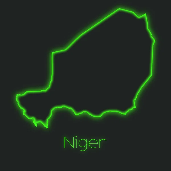 Ein Neon Umriss Von Niger — Stockfoto