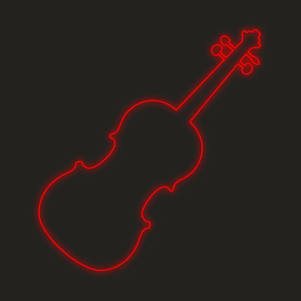 ヴァイオリン 黒背景に分離されたネオン アイコン — ストック写真