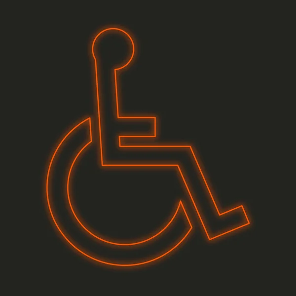 Ein Neon Symbol Isoliert Auf Schwarzem Hintergrund Rollstuhl — Stockfoto