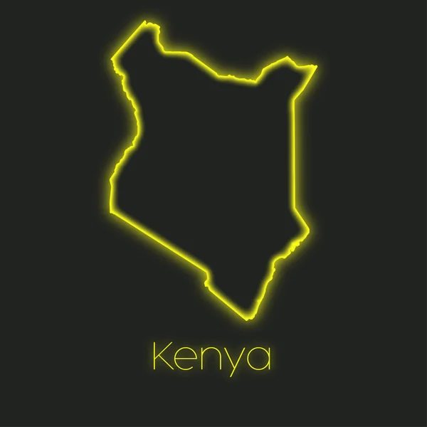 Kenya Nın Bir Neon Anahat — Stok fotoğraf