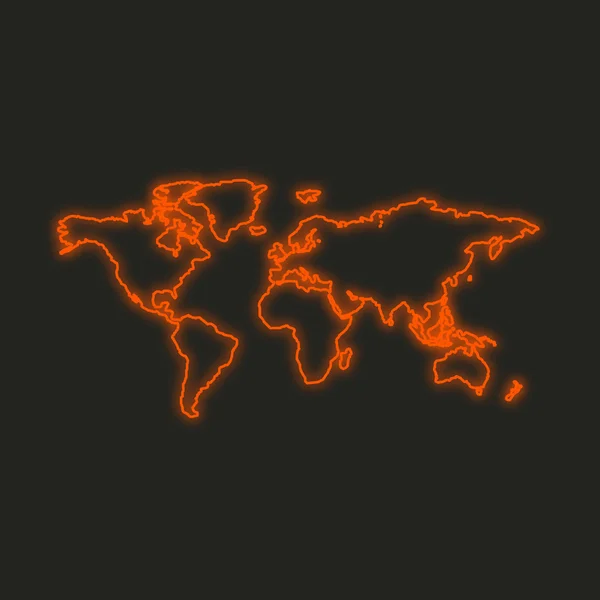 Neon Icon Isolated Black Background World Map — Stock Photo, Image