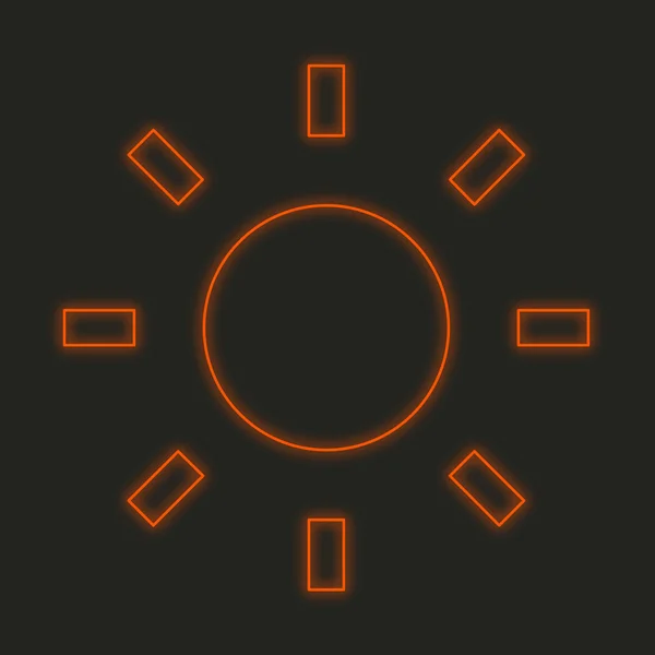 Ein Neon Symbol Isoliert Auf Schwarzem Hintergrund Sonne — Stockfoto