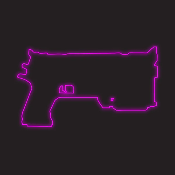 Neon Icon Isolated Black Background Pistol — Stock Photo, Image