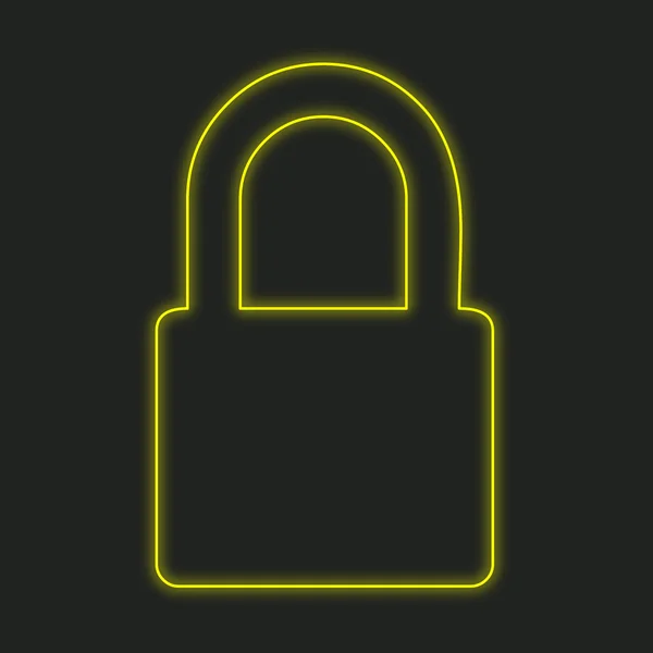 A Neon Icon Isolated on a Black Background - Padlock