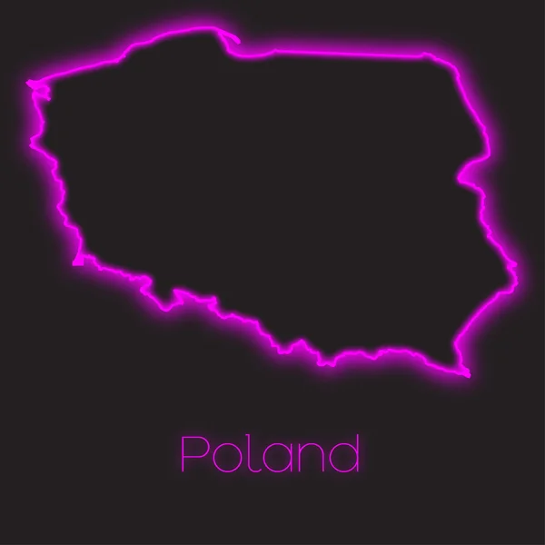 Mapa Konturowa Polski Neon — Zdjęcie stockowe