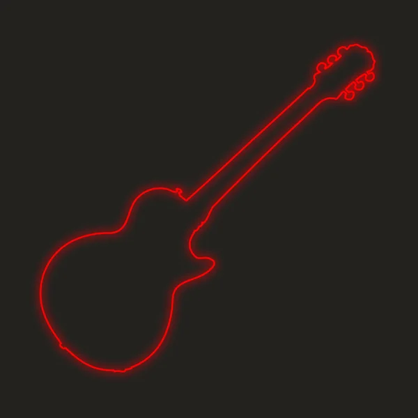 Ein Neon Symbol Isoliert Auf Schwarzem Hintergrund Gitarre — Stockfoto